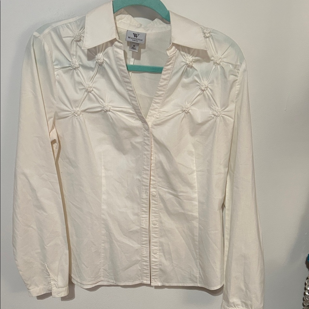 Worthington  Knotted Detail Button-Front Blouse